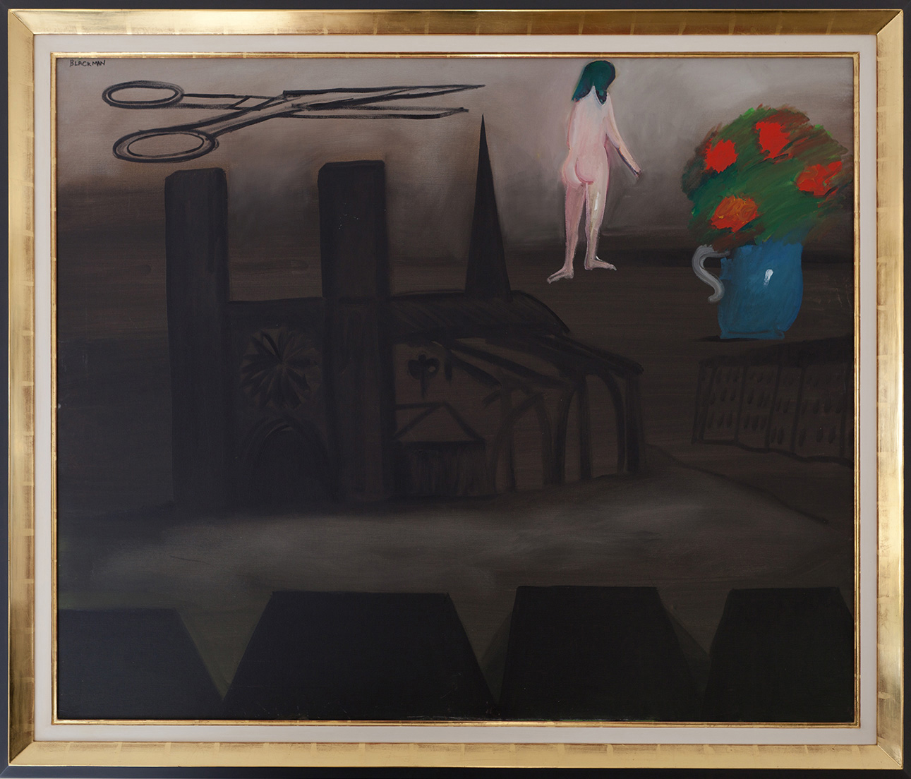 Photography studio setup with artwork