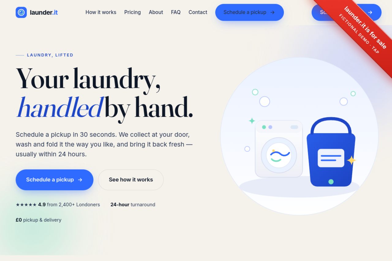 launder.it concept website shown on a laptop