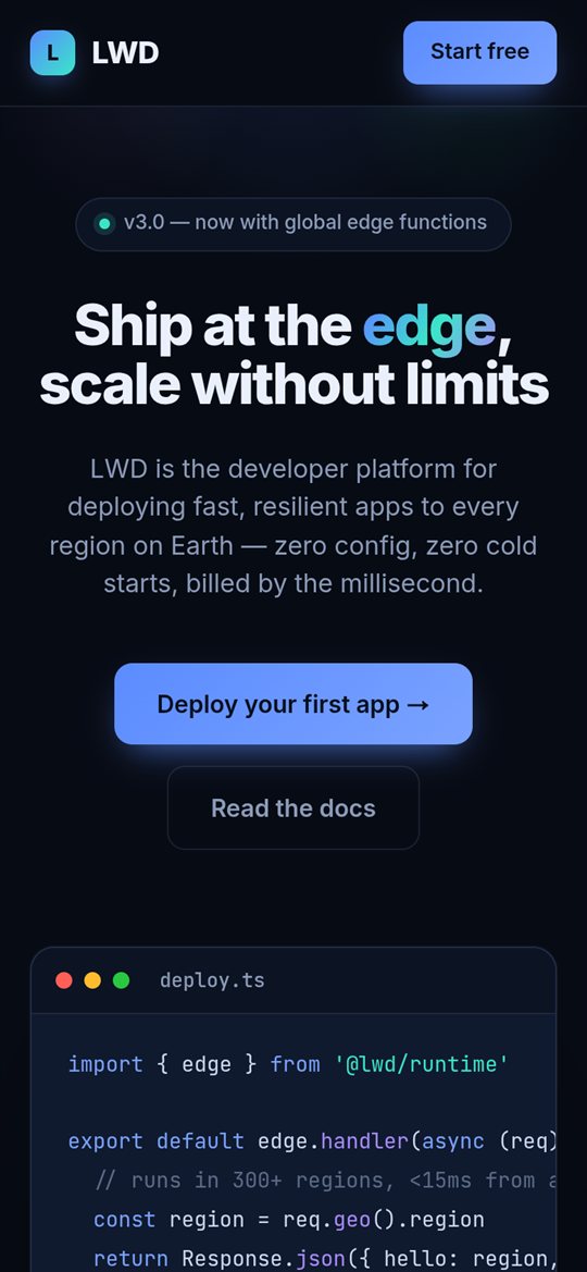 lwd.io concept website shown on a phone