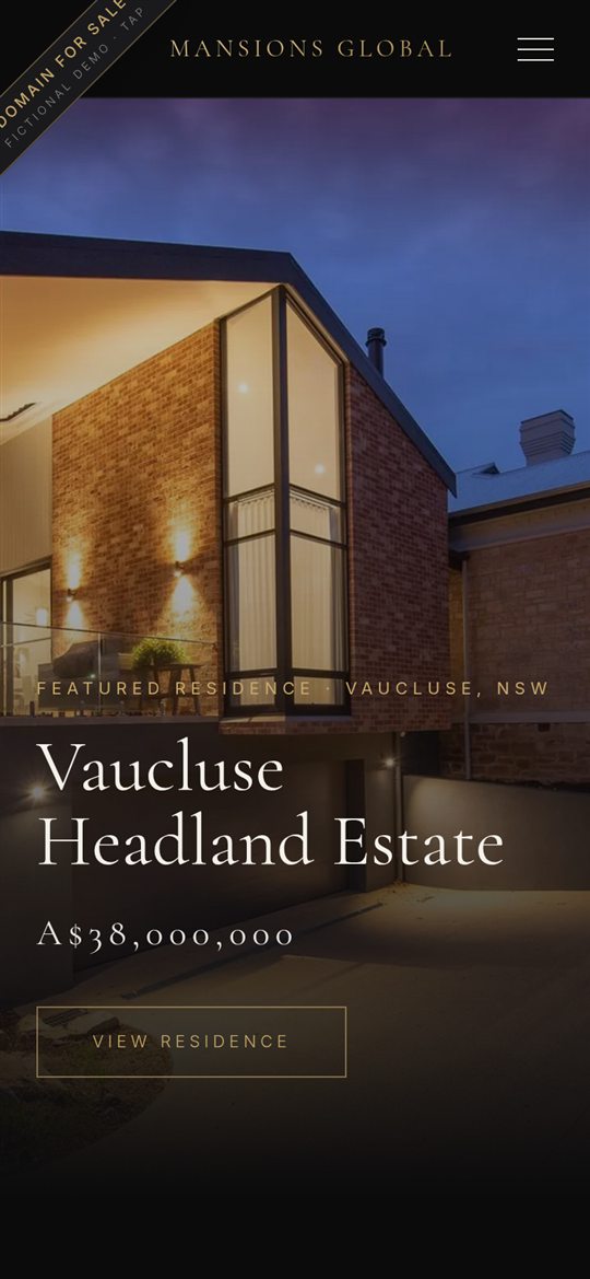 mansionsglobal.com.au concept website shown on a phone