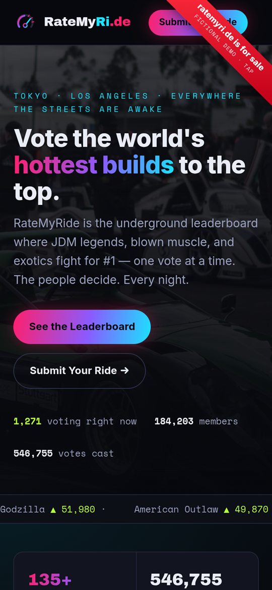 ratemyri.de concept website shown on a phone